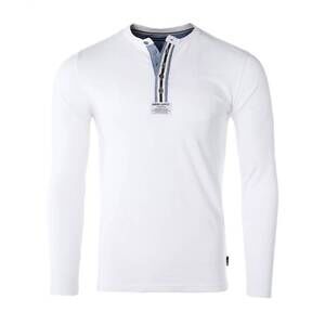 NEW ZIMEGO men's long sleeve oil wash vintage button henley t-shirt in white